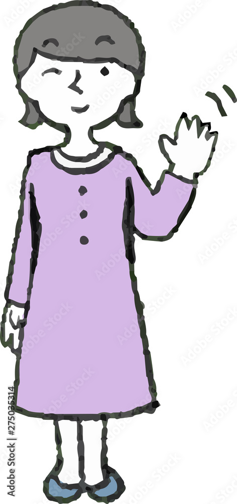 Illustration of a Woman wearing a purple dress face and pose Illustration of a Woman wearing a purple dress face and pose