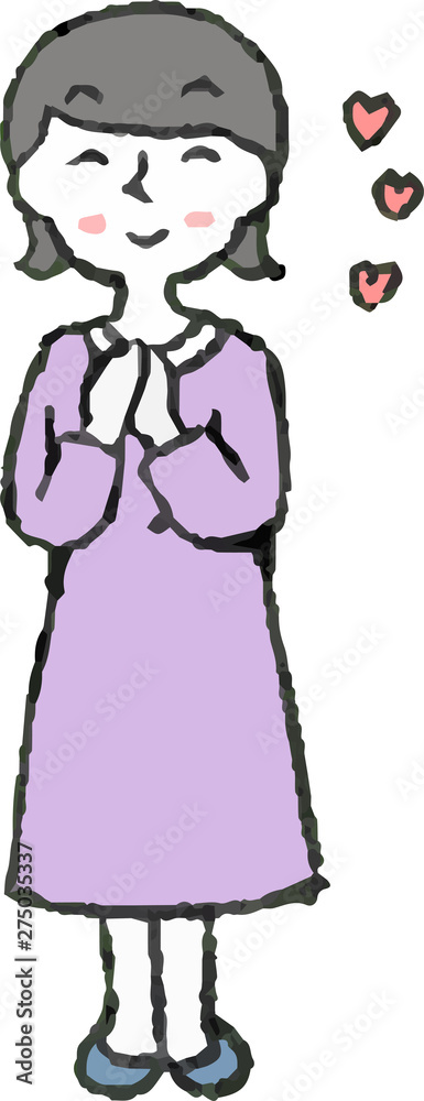 Illustration of a Woman wearing a purple dress face and pose Illustration of a Woman wearing a purple dress face and pose
