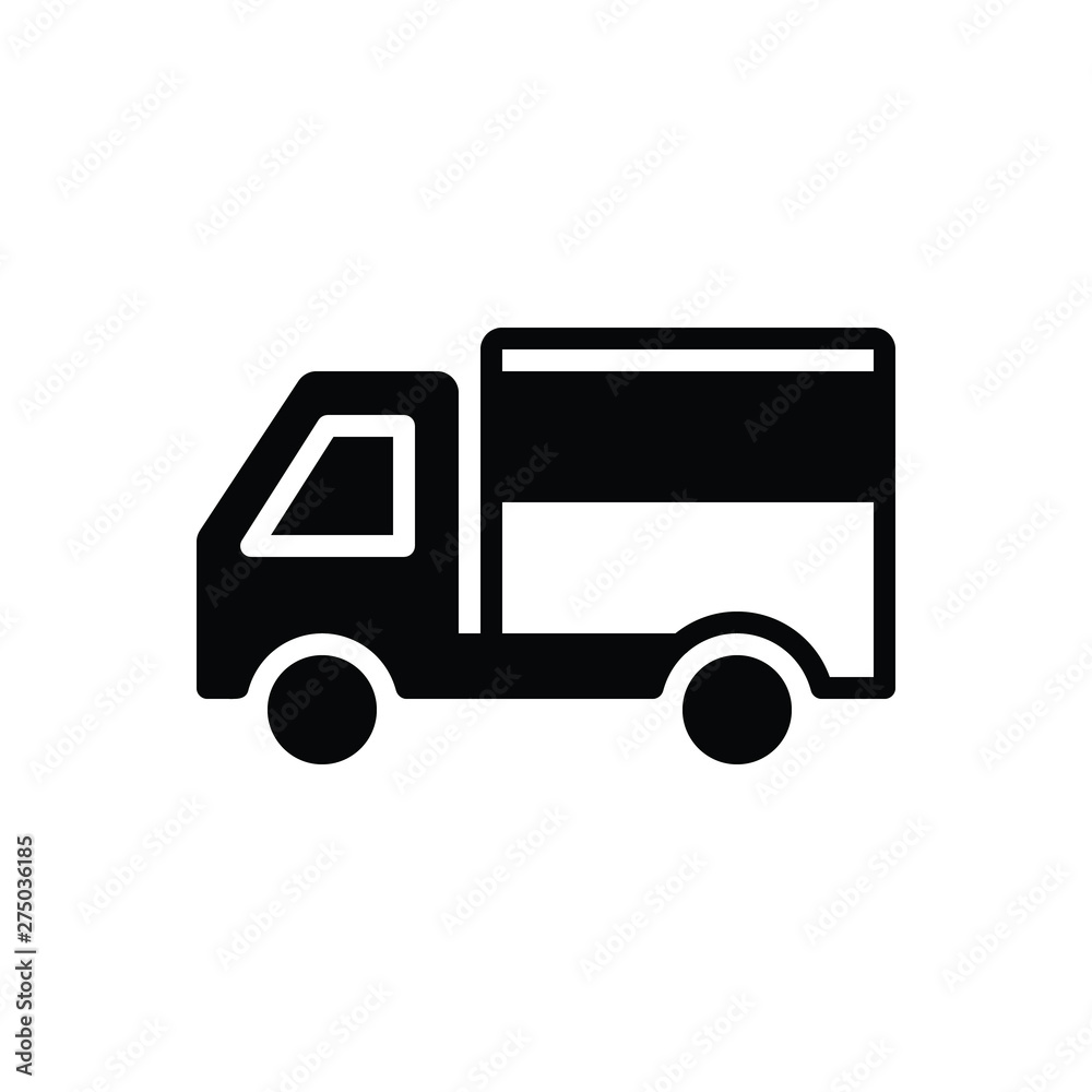 Black solid icon for delivery truck