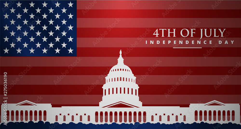 4th of July Independence Day in Washigton. Patriotic greeting card or banner