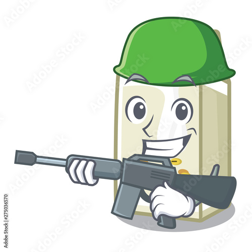Army soy milk in a cartoon box