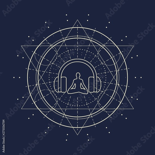 Acronym ASMR - Autonomous Sensory Meridian Response. Health care conceptual image. Woman silhouette in lotus position