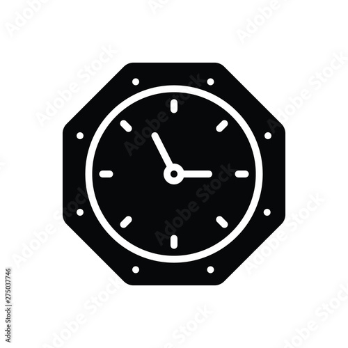 Black solid icon for timing clock