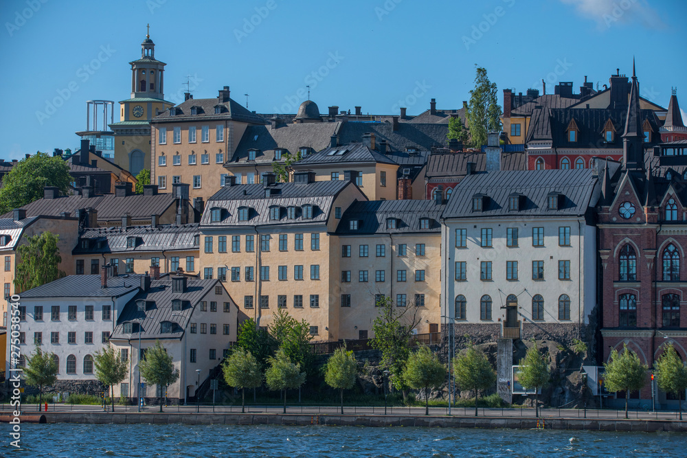 Old houses in the morning sun at the Södermalm district in Stockholm