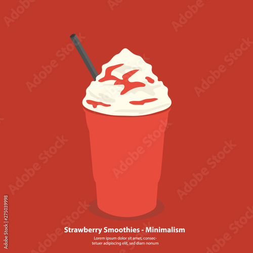 strawberry smoothies with whipping cream - minimalism