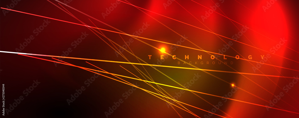 Fototapeta premium Shiny color neon light with lines, abstract wallpaper, shiny motion, magic space light. Techno abstract background