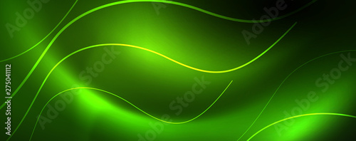 Shiny neon lines template - northern lights glowing blur lines. Futuristic style glow neon 80s disco club or night party techno template