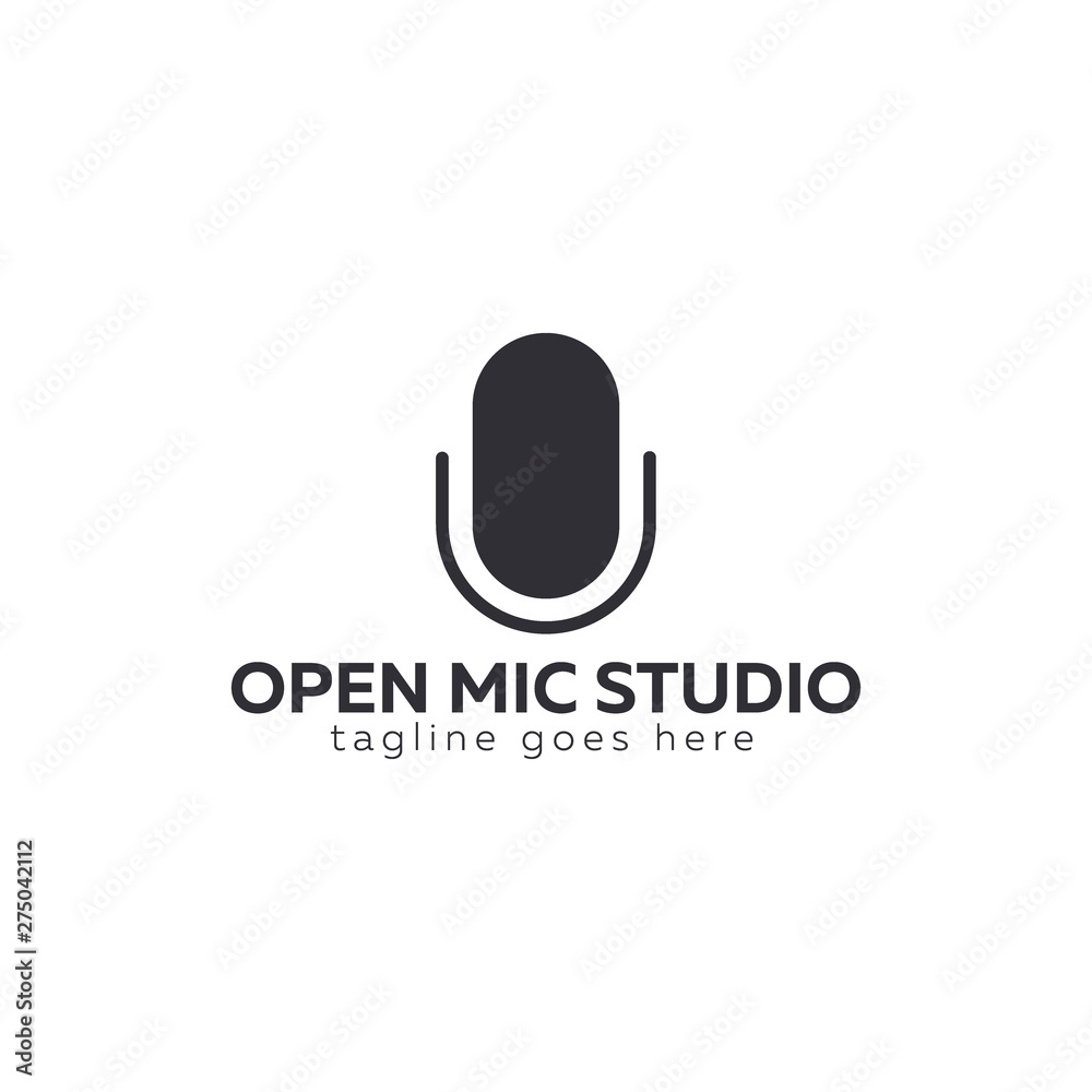 Mic logo for Radio or Podcast Studio, Microphone icon. Mic logo for Radio or Podcast Studio, Microphone icon.