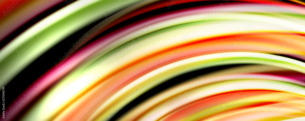 Fluid color rainbow style wave abstract background, techno modern design on black Fluid color rainbow style wave abstract background, techno modern design on black