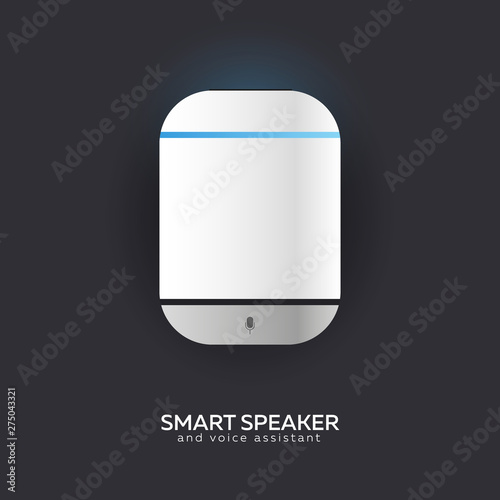 Smart speaker with voice control. Voice control of smart house. IoT Technology.
