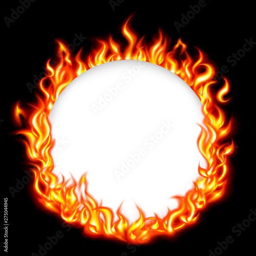 The fire frame circle on black background
