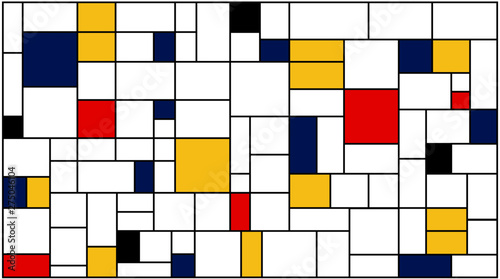 Neoplasticism (Piet Mondrian) imitation pattern. Vector background texture.