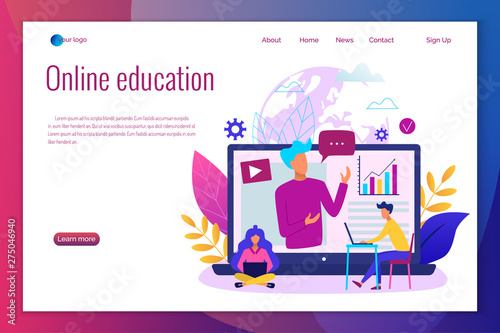 Concept of online education modern vector illustration. Easy to edit and customize. Landing page template.