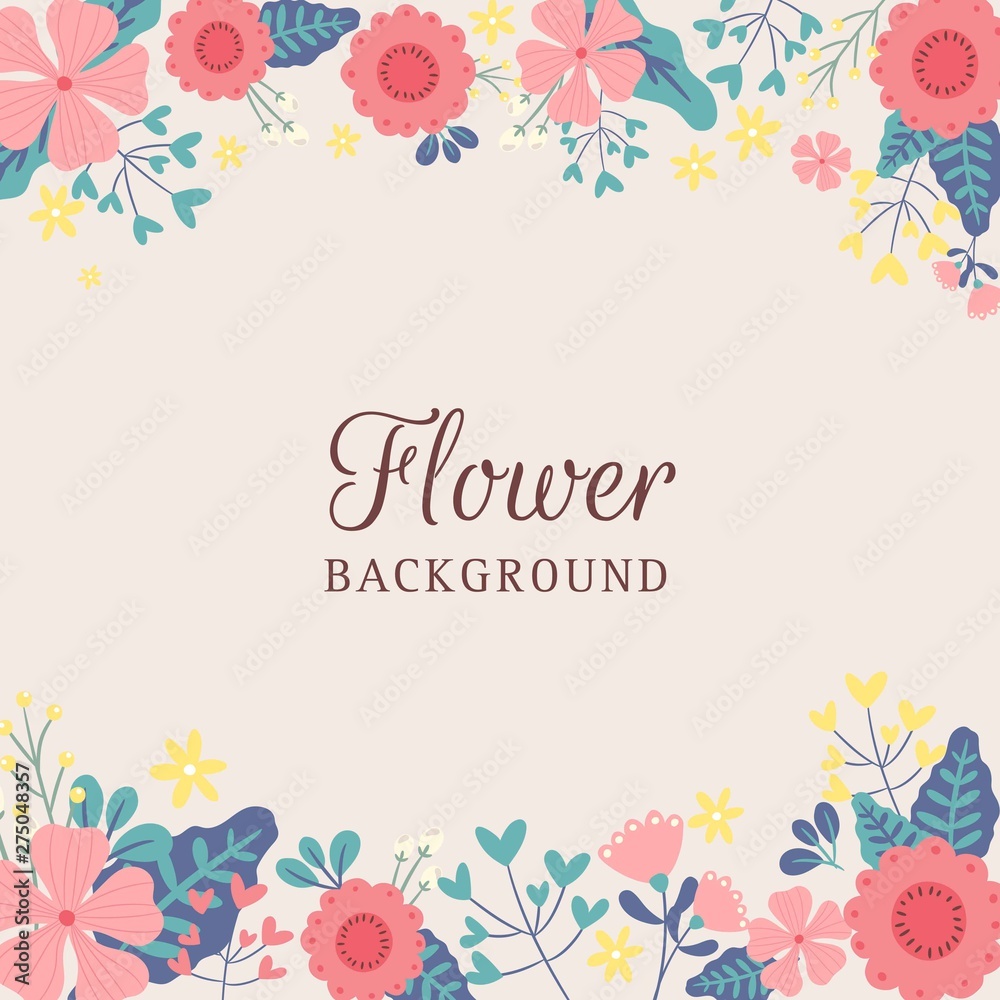 Spring Flower / Floral Border / Wreath Background Printed Template - Vector Illustration 
