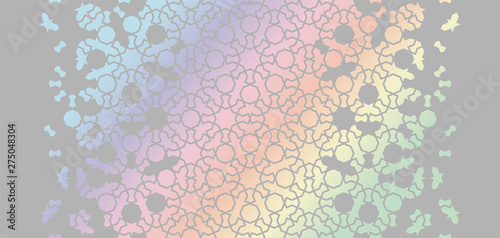 Geometric hologram pattern. Arabian vector template of modern card for invitation, celebration, save the date, poster, announcement with holographic effect.