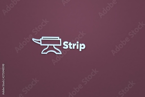 Illustration of Strip with blue text on brown background