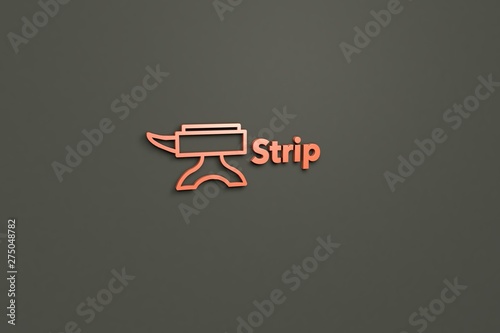 Illustration of Strip with red text on grey background
