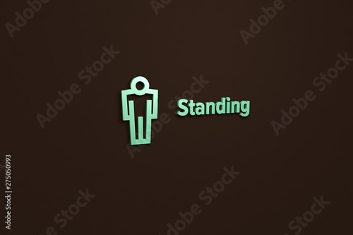 Text Standing with green 3D illustration and brown background