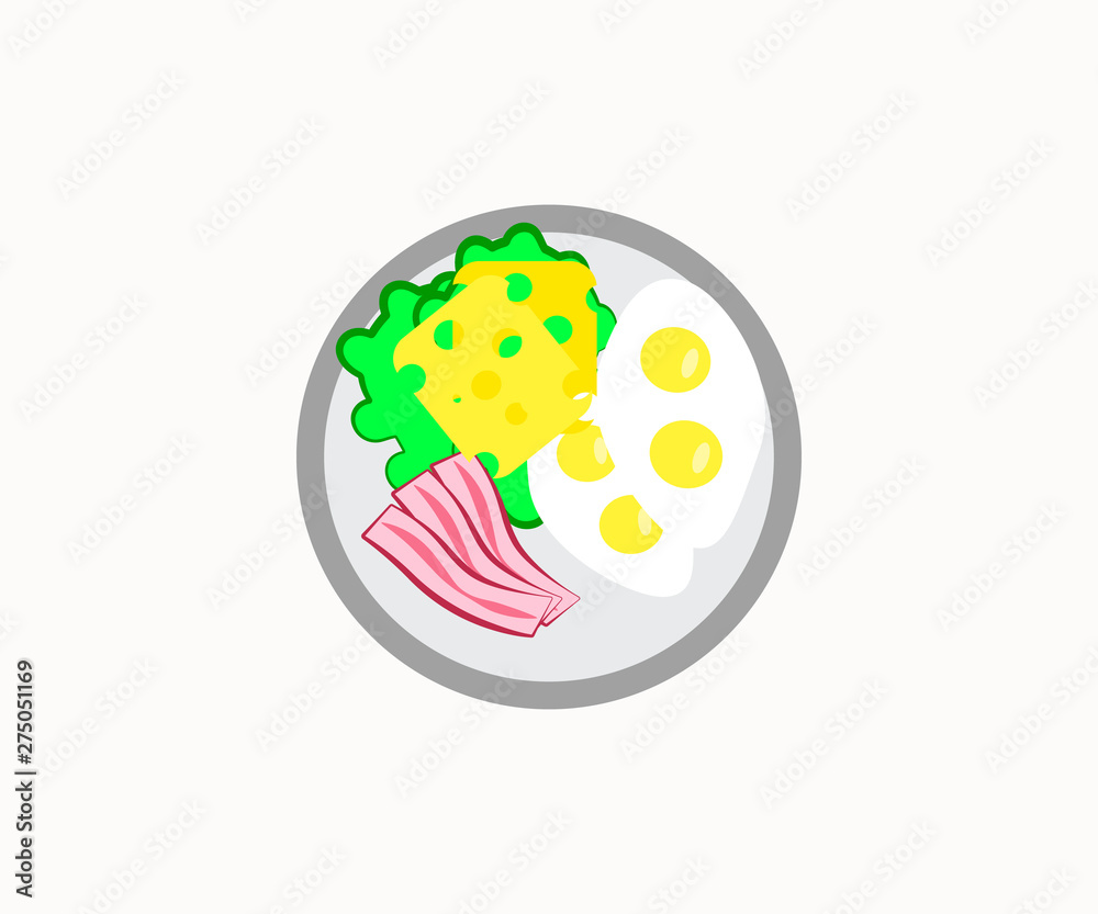 a plate with scrambled eggs and cheese with greens and bacon a plate with scrambled eggs and cheese with greens and bacon