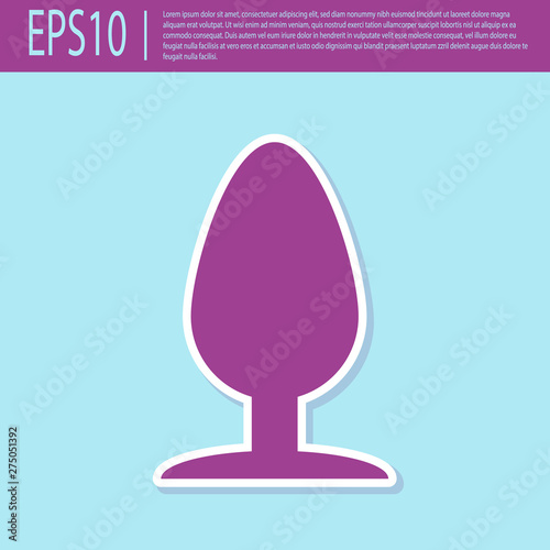 Retro purple Anal plug icon isolated on turquoise background. Butt plug sign. Fetish accessory. Sex toy for men and woman. Vector Illustration