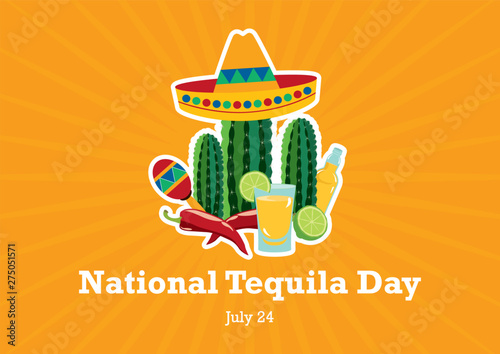 National Tequila Day vector. Mexican design elements vector. Shot of tequila icon. National Tequila Day Poster, July 24. Important day