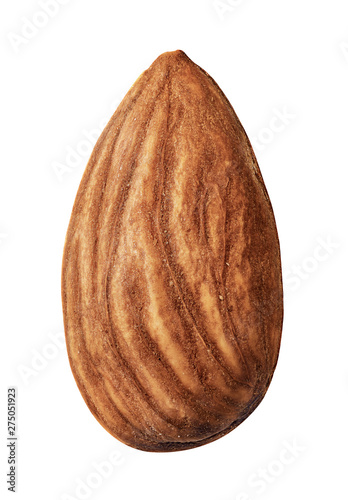 Print op canvas Single almond seed isolated on white background