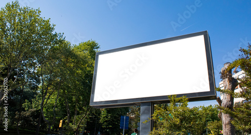 billboard blank mockup and template empty frame for logo or text on exterior street advertising poster screen city background, modern flat style, outdoor banner advertisement