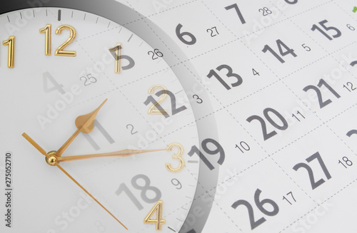 Wallpaper Mural Collage with round golden clock and calendar page Torontodigital.ca