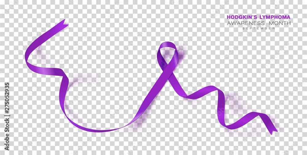 Hodgkins Lymphoma Awareness Month. Violet Color Ribbon Isolated On Transparent Background. Vector Design Template For Poster. Hodgkins Lymphoma Awareness Month. Violet Color Ribbon Isolated On Transparent Background. Vector Design Template For Poster.