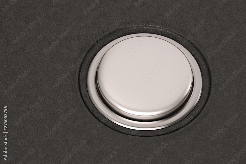 Big steel button on black background. 3D illustration. Big steel button on black background. 3D illustration.
