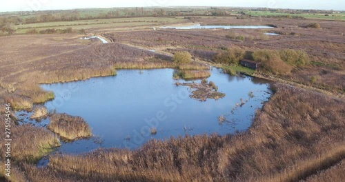 Wide general aerial view of Stodmarsh nature reserve, Kent, UK managed by natural England. photo