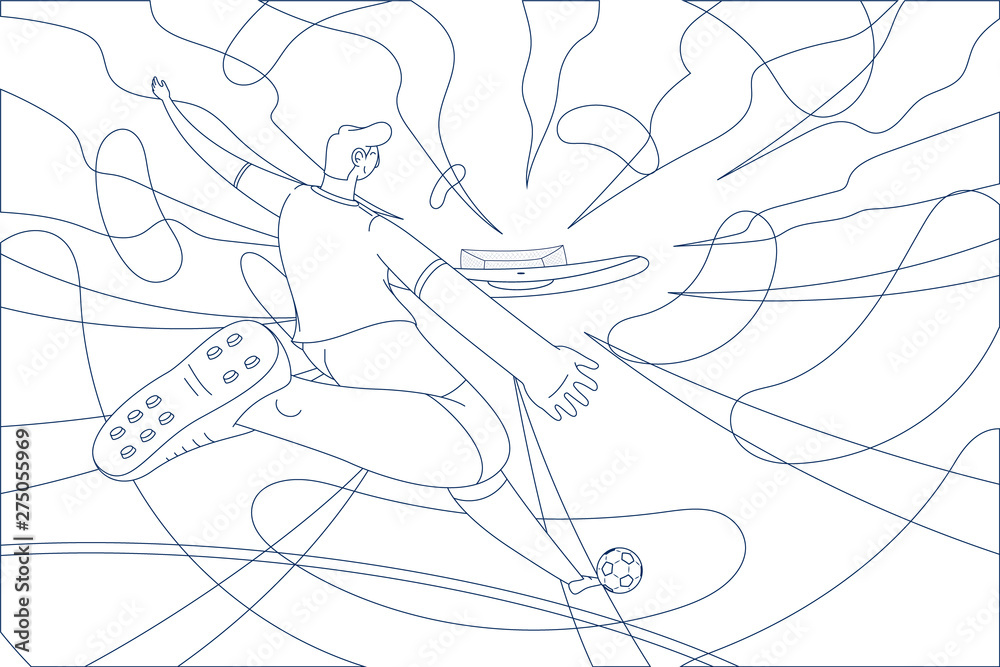 Fototapeta premium Soccer player lineart illustration