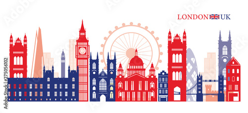 London, England and United Kingdom Landmarks Skyline