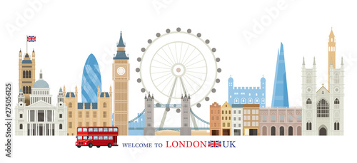 London, England and United Kingdom Landmarks Skyline