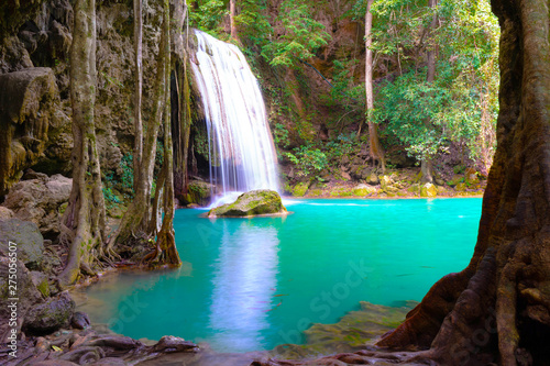 Beautiful Erawan waterfall in Kanchanaburi Thailand