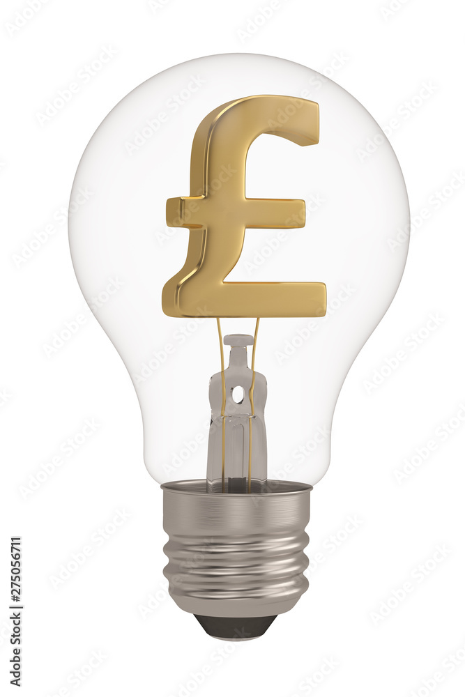 Light bulb and currency symbol isolated on white background 3D illustration. Light bulb and currency symbol isolated on white background 3D illustration.
