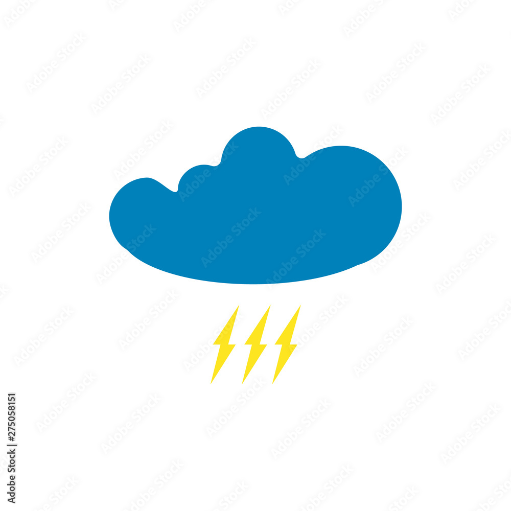 Weather forecast  icon of thunderstorm isolated on white background. Weather symbol  in modern style. For web site design and mobile apps. Vector illustration