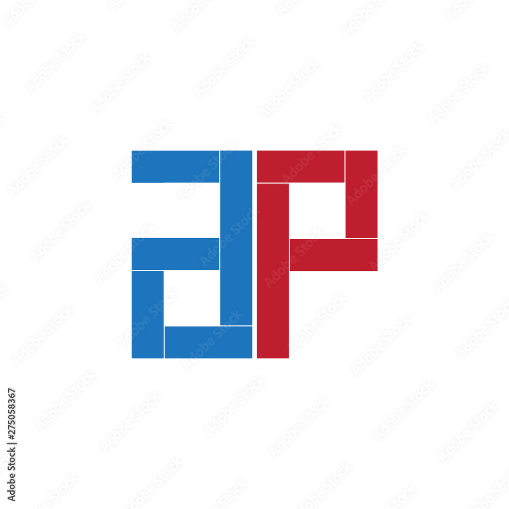 AP letter initials in red and blue logo design AP letter initials in red and blue logo design