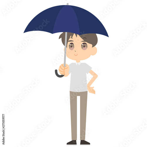 日傘をさす男性のイラスト