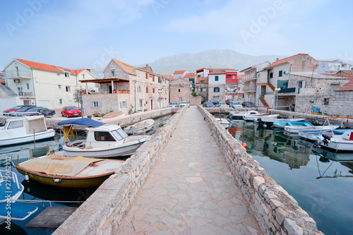 Kastel coast in Dalmatia,Croatia. A famous tourist destination on the Adriatic sea. Old town and marina.