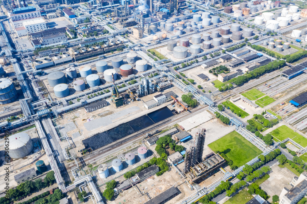 Fototapeta premium aerial view of petrochemical plant area