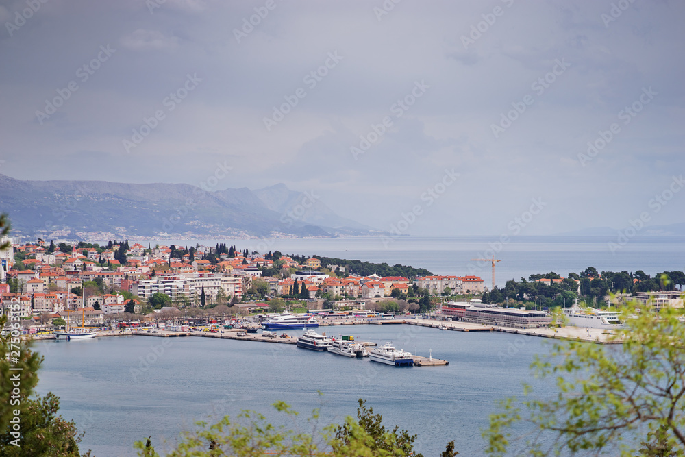 Beautiful cityscape. View of Split Old Town, Croatia . A famous tourist destination on the Adriatic sea.