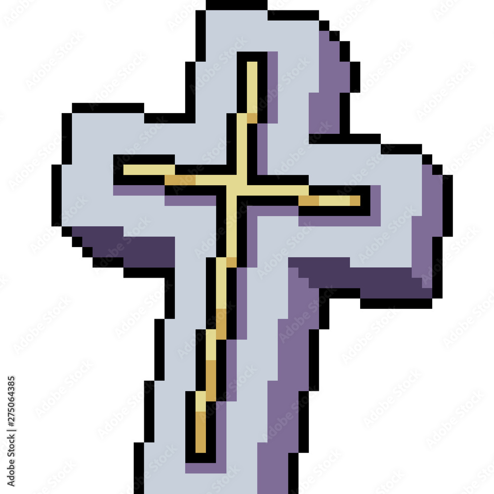 Obraz premium vector pixel art cross