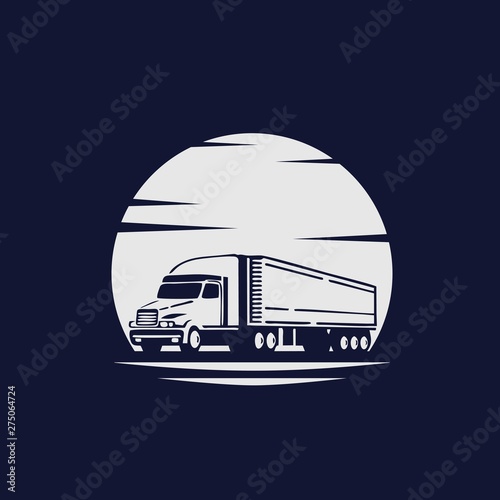 Truck container with moon background illustration