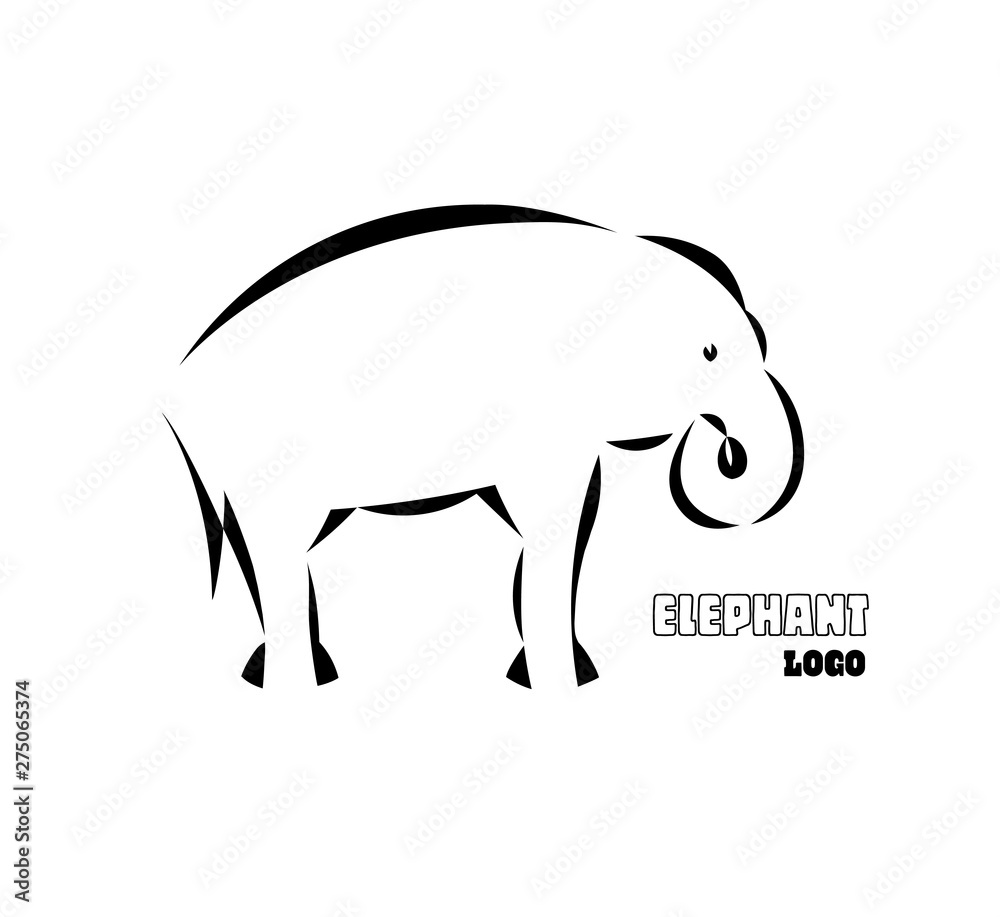 Schematic logo icon of elephant. Schematic logo icon of elephant.