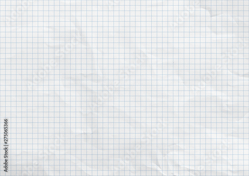 Valokuva White crumpled paper. Blue graph lines