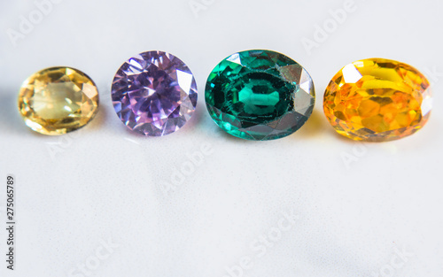Natural Sapphire gemstone, Jewel or gems on black shine color, Collection of many different natural gemstones amethyst,