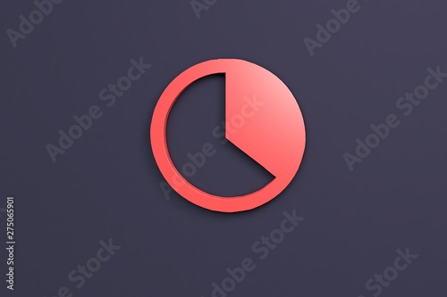 3D illustration of Third, red color with violet background.