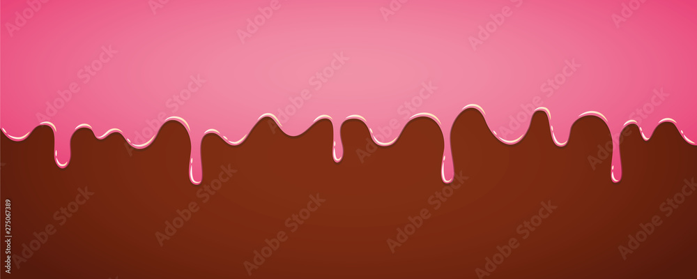 pink melting sugar glaze on chocolate background vector illustration EPS10 pink melting sugar glaze on chocolate background vector illustration EPS10