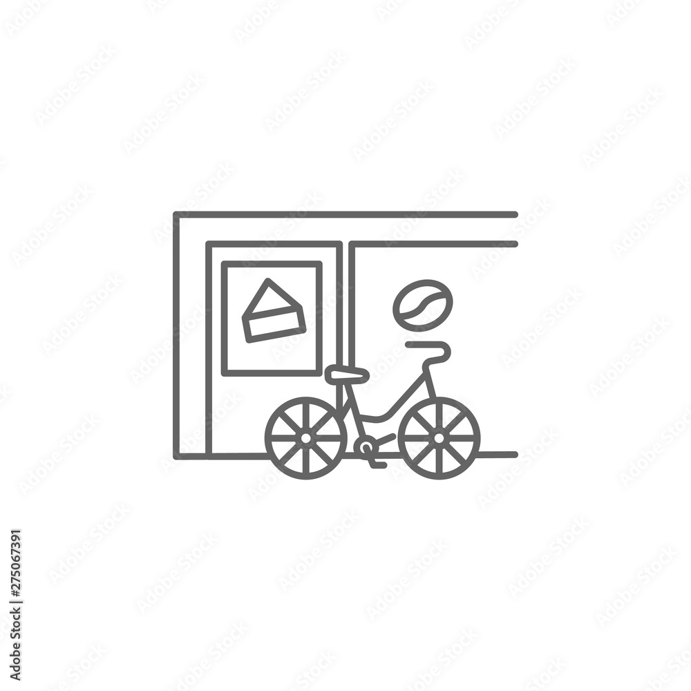 Bicycle, cafe icon. Element of Paris icon. Thin line icon for website design and development, app development Bicycle, cafe icon. Element of Paris icon. Thin line icon for website design and development, app development